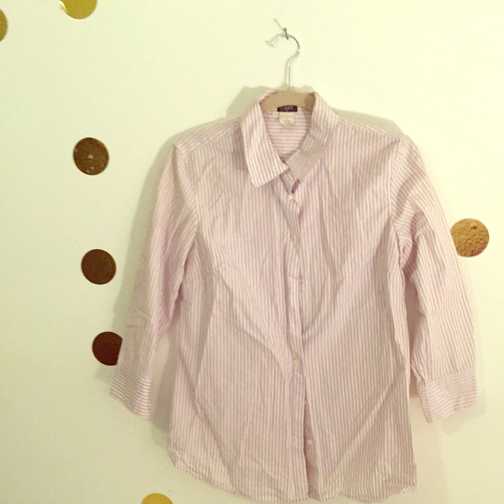 J Crew Purple Stripe Button Down Large